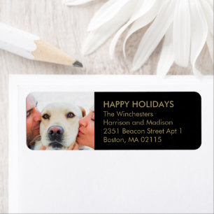 Weihnachtsfamilie Foto Moderne goldene Adresse