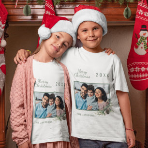 Weihnachtsfamilie Foto Pinienmädchen T-Shirt