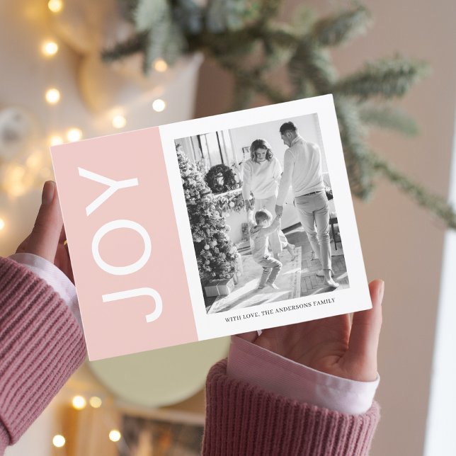 Weihnachtsfamilie Foto | Pink Joliday Postcard Postkarte (Von Creator hochgeladen)