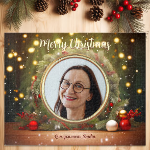 Weihnachtsfamilie Foto Rahmen Gold Ornamente Erwac Puzzle