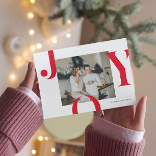 Weihnachtsfamilie Foto   Red Joy Postcard Feiertagspostkarte