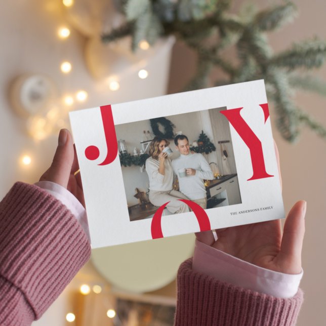 Weihnachtsfamilie Foto | Red Joy Postcard Feiertagspostkarte (Von Creator hochgeladen)