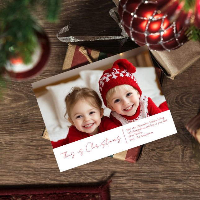 Weihnachtsfamilie Foto | Red Joy Postcard Postkarte (Von Creator hochgeladen)