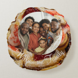 Weihnachtsfamilie Foto Zuckerkost Rundes Kissen