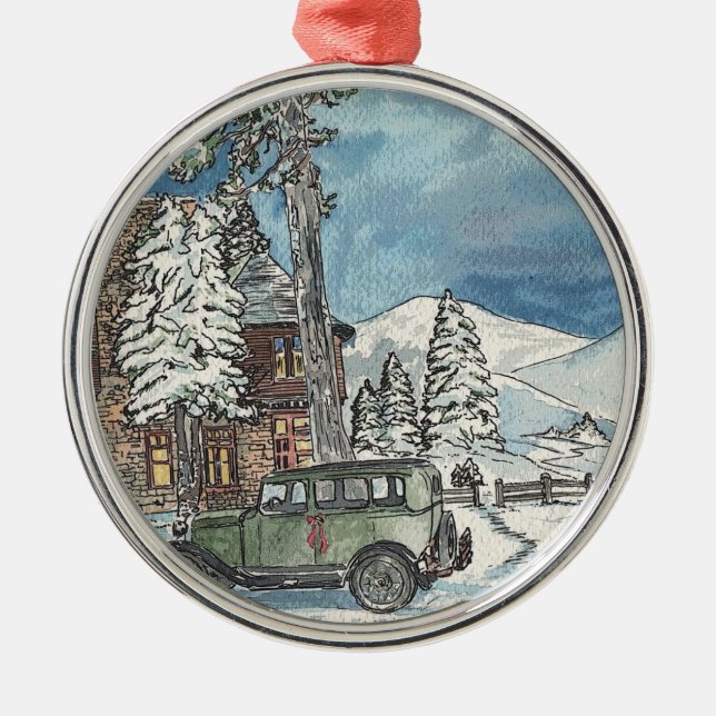 Weihnachtsfamilie Hidaway Ornament Aus Metall (Vorne)