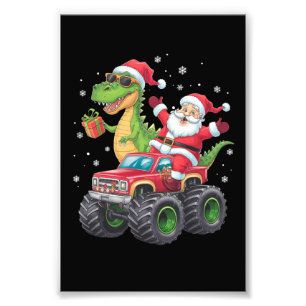 Weihnachtsfamilie Matching Santa Truck Dinosaur Fotodruck