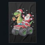 Weihnachtsfamilie Matching Santa Truck Dinosaur Geschirrtuch<br><div class="desc">Weihnachtsfamilie Matching Santa Truck Dinosaurier Boys</div>