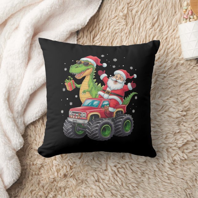 Weihnachtsfamilie Matching Santa Truck Dinosaur Kissen (Decke)