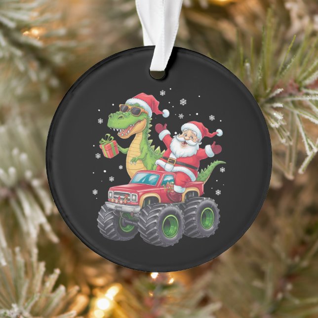 Weihnachtsfamilie Matching Santa Truck Dinosaur Ornament (Baum)