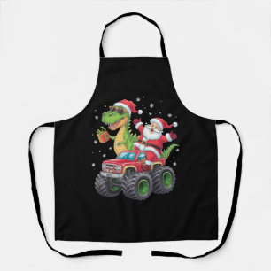 Weihnachtsfamilie Matching Santa Truck Dinosaur Schürze
