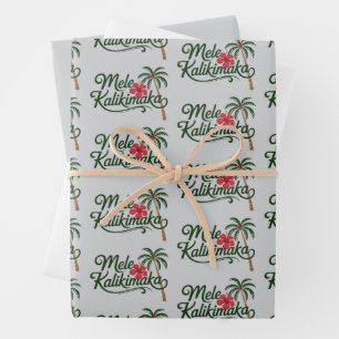 Weihnachtsfamilie Mele Kalikimaka Hawaii Strand Geschenkpapier Set