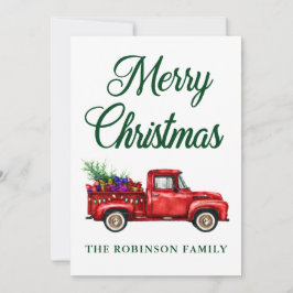 Weihnachtsfamilie Name Classic Red Truck Tree Gesc Feiertagskarte