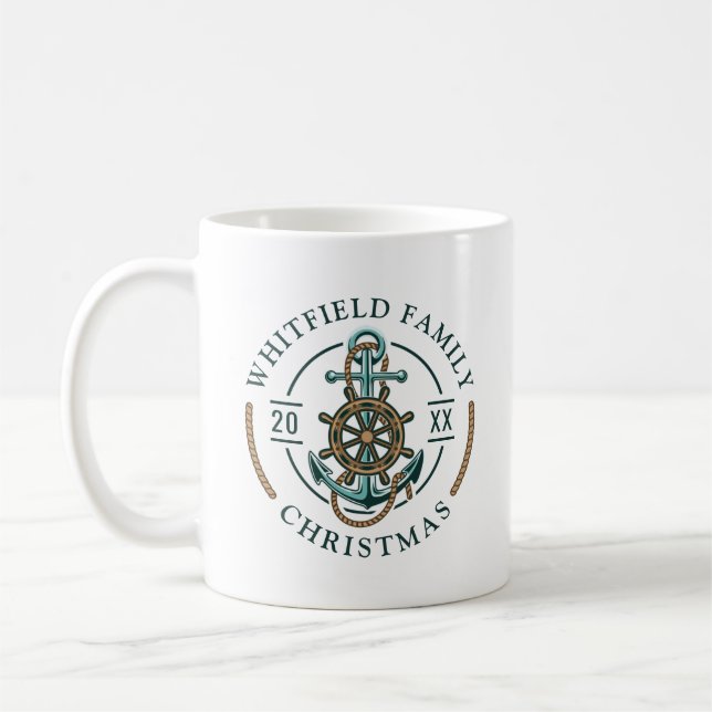 Weihnachtsfamilie Nautic Boat Holiday Custom Kaffeetasse (Links)