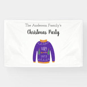 Weihnachtsfamilie Party hässlich Pullover blau wei Banner