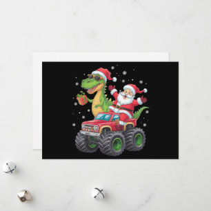 Weihnachtsfamilie passend zum Santa Truck Dinosaur Feiertagskarte