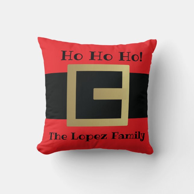 Weihnachtsfamilie Santa Belt Personalisiert Kissen (Vorderseite)