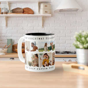 Weihnachtsfamilie Sieben Foto Collage Custom Gesch Zweifarbige Tasse