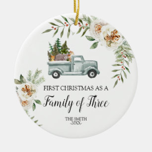 Weihnachtsfamilie von Woodland Truck Keramik Ornament