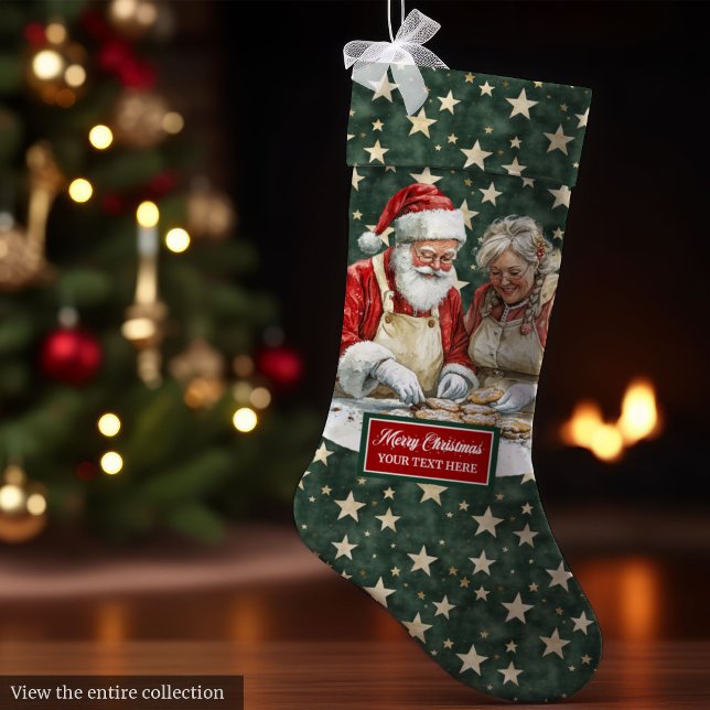 Weihnachtsfamilie Whimsischer Weihnachtsmann-Strum Großer Weihnachtsstrumpf (Whimsical Santa Claus Christmas Stocking Family)