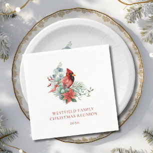 Weihnachtsfamilie Wiedersehen Red Kardinal Paper Serviette