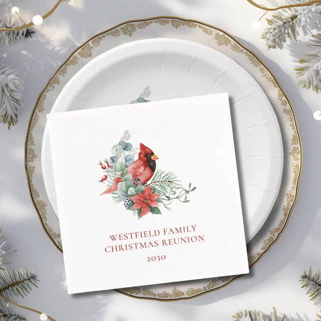 Weihnachtsfamilie Wiedersehen Red Kardinal Paper Serviette (Christmas Family Reunion Red Cardinal Party Paper Napkin)
