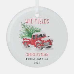 Weihnachtsfamilie Wiedersehen Red Truck Tree Ornament Aus Glas