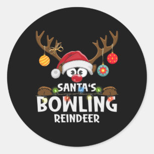 Weihnachtsfamilien - Bowling Reindeer Pajama Runder Aufkleber