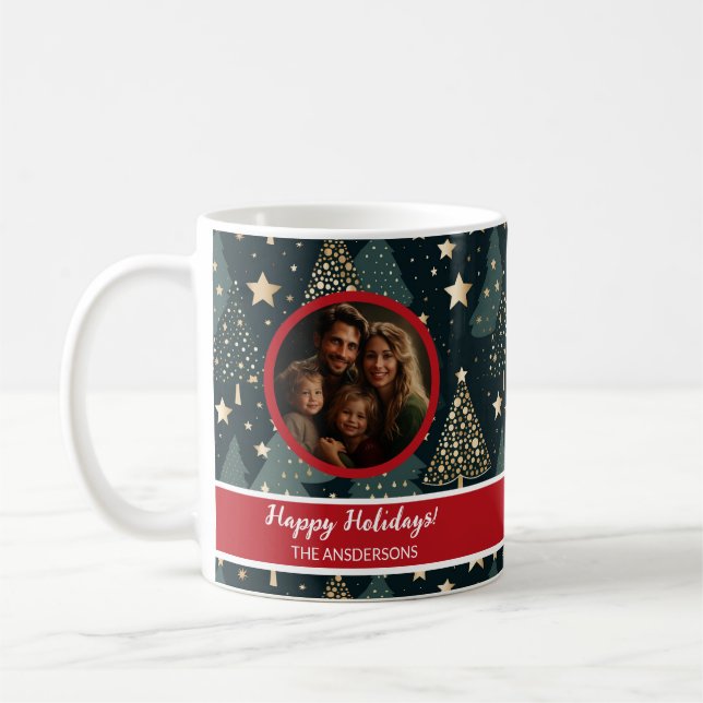 Weihnachtsfamilien Foto Freude| Green Gold Tasse (Links)