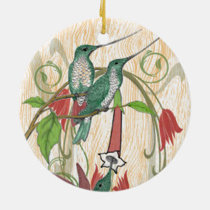 Weihnachtsfamilien Foto Vintage Hummingvögel Keramik Ornament