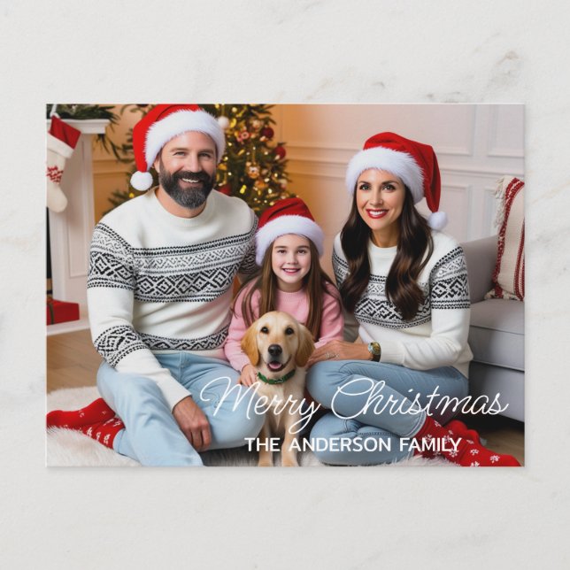 Weihnachtsfamilien mit Geschenken Custom Foto Postkarte (Vorderseite)