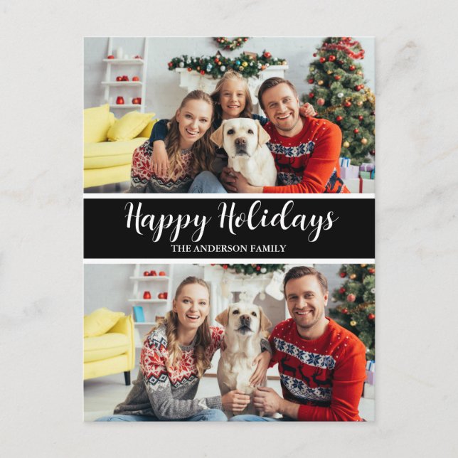 Weihnachtsfamilienfoto Collage Feiertagspostkarte (Vorderseite)