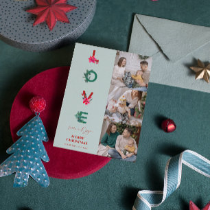 Weihnachtsfamilienfoto-Collage   Liebe Frieden Fre Feiertagskarte