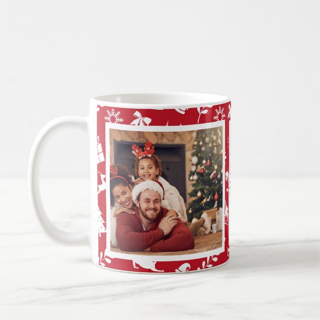 Weihnachtsfamilienfoto Collage Personalisiert Kaffeetasse (Links)