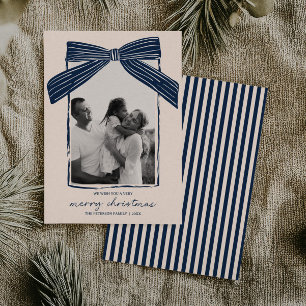 Weihnachtsfamilienfoto-Karte Weihnachts-Schleife S Feiertagskarte