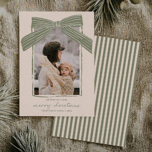 Weihnachtsfamilienfoto-Karte Weihnachts-Schleife S Feiertagskarte