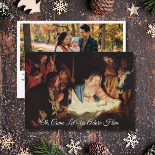 Weihnachtsfamilienfoto Klassische religiöse Weihna Feiertagskarte