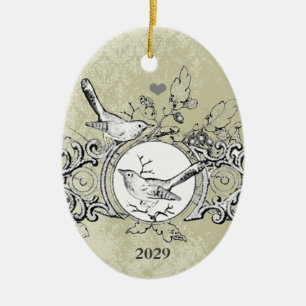 Weihnachtsfamilienfoto mit Datum Keramikornament