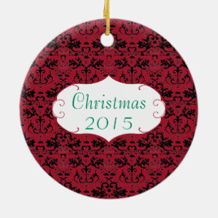 Weihnachtsfamilienfoto Roter Kronleuchter #2 Damas Keramik Ornament