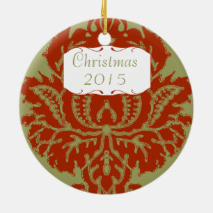 Weihnachtsfamilienfoto Russrot Groß Damast Keramikornament