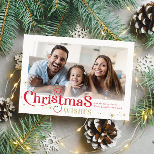 WEIHNACHTSFAMILIENFOTO stilvolle moderne Typografi Feiertagskarte