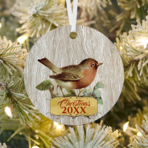 Weihnachtsfamilienfoto Vintage Vogel Aqua Türkis Ornament Aus Metall