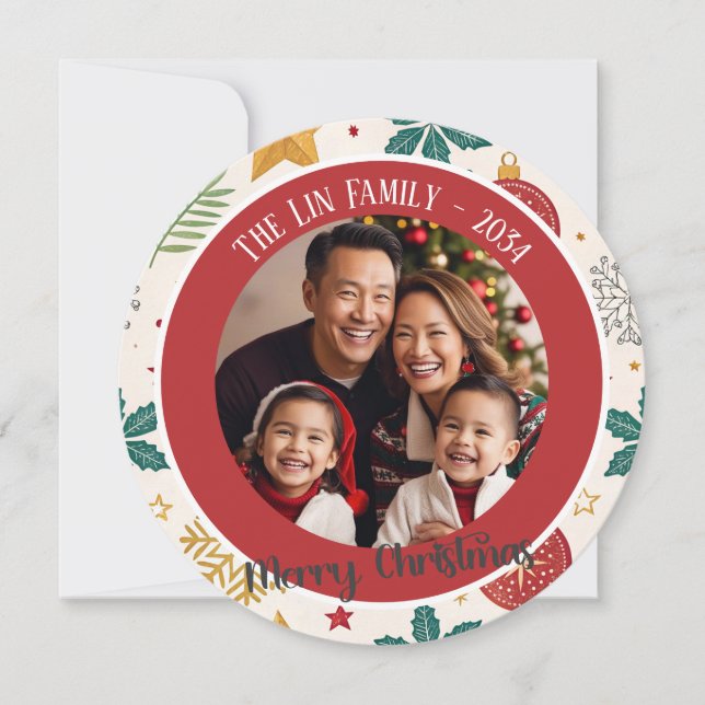 Weihnachtsfamilienfotokarte Feiertagskarte (Vorderseite)