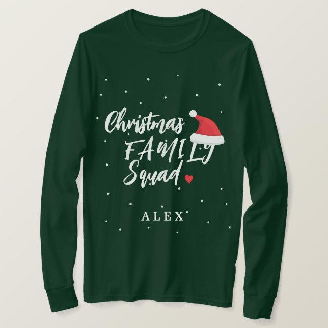 Weihnachtsfamilienkommando Weihnachtsmannmütze T-Shirt (Design vorne)