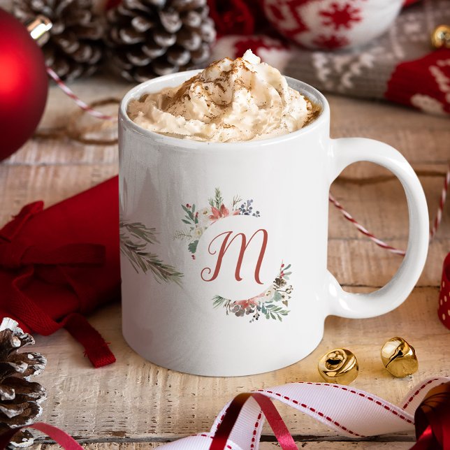 Weihnachtsfamilienmonogramm Kaffeetasse (Von Creator hochgeladen)