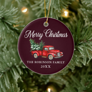Weihnachtsfamilienname Wasserfarbe Vintage roter L Keramik Ornament