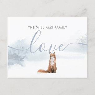 Weihnachtsfamilienname Winterwald Fuchs Feiertagspostkarte