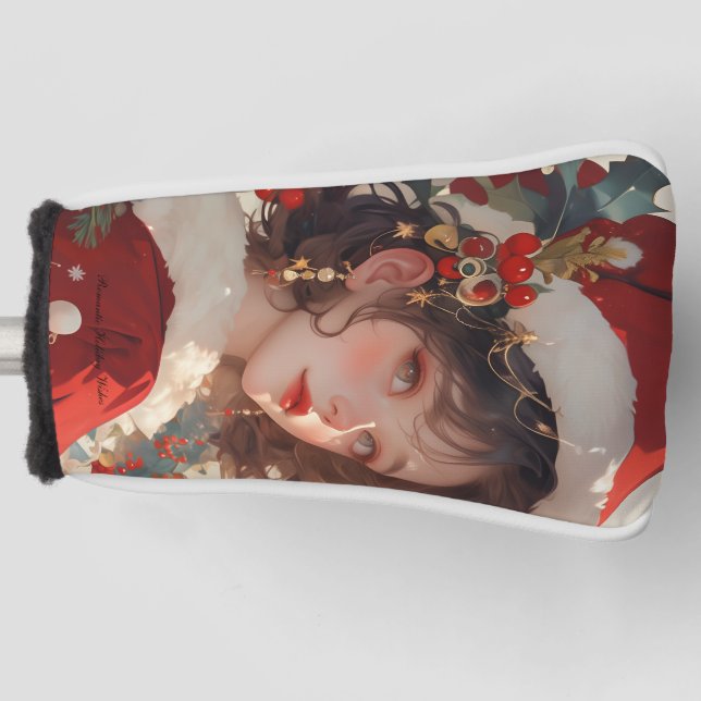 Weihnachtsfantasie : Romantische Weihnachtskugel Golf Headcover (Vorderseite)
