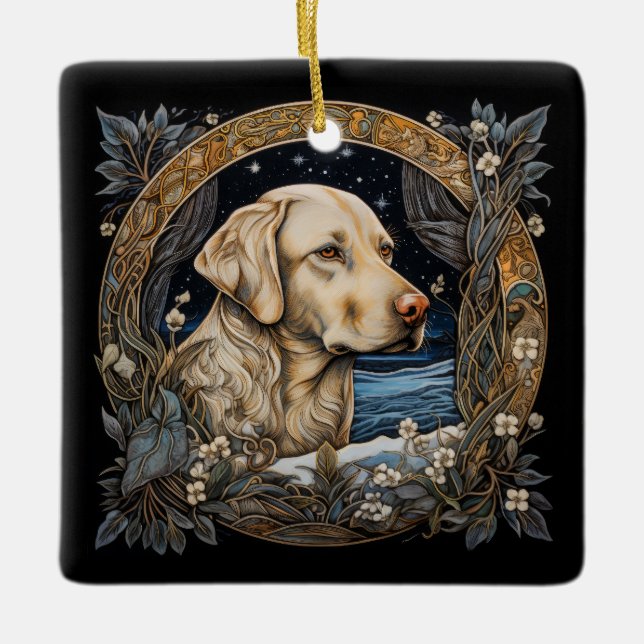 Weihnachtsfantasy Labrador Keramikornament (Vorderseite)