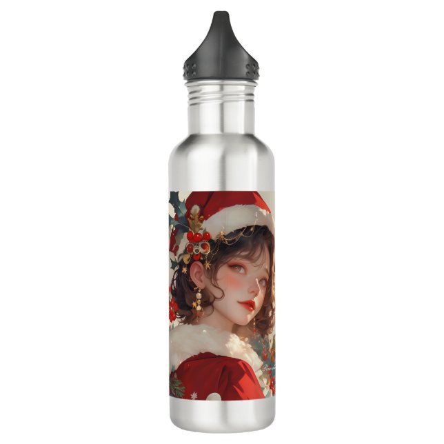 Weihnachtsfantasy Romantische SantaGirl Wasserflas Edelstahlflasche (Links)