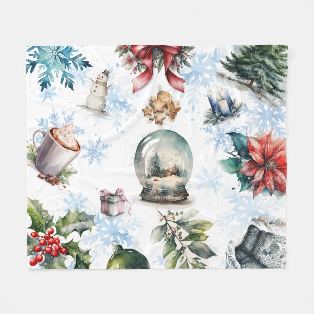 Weihnachtsfarbe Fleecedecke (Vorderseite (Horizontal))